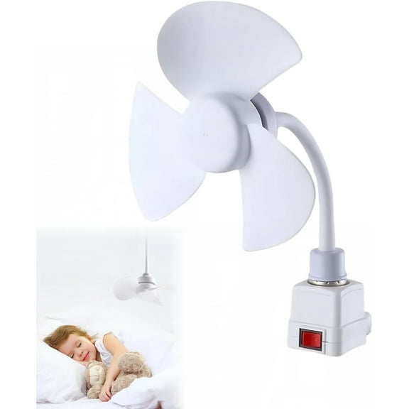 Socket Ceiling Fans with Plug Adapter,Mini Quiet Electric Fan with Flexible Gooseneck Plug and Light Bulb Base, Home Socket Kitchen & Bathroom Fans