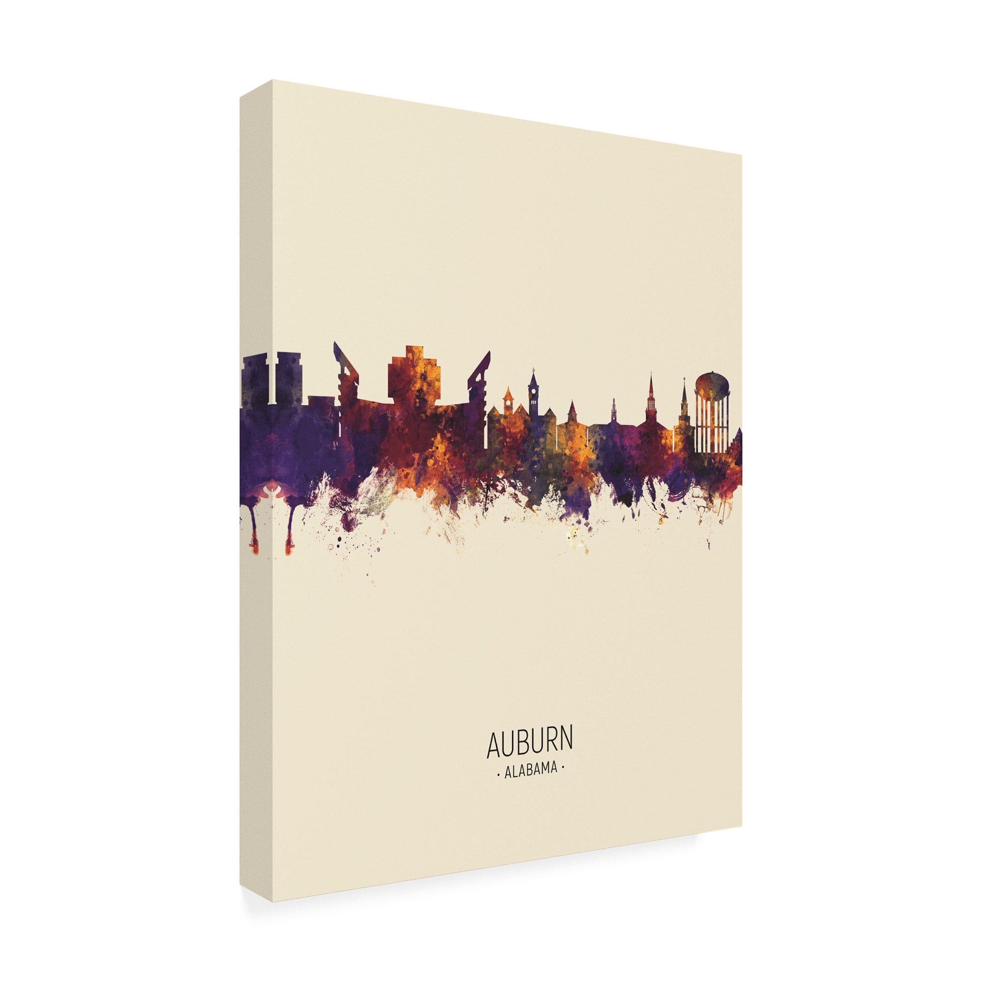 Trademark Fine Art 'Auburn Alabama Skyline Portrait III' Canvas Art by Michael Tompsett