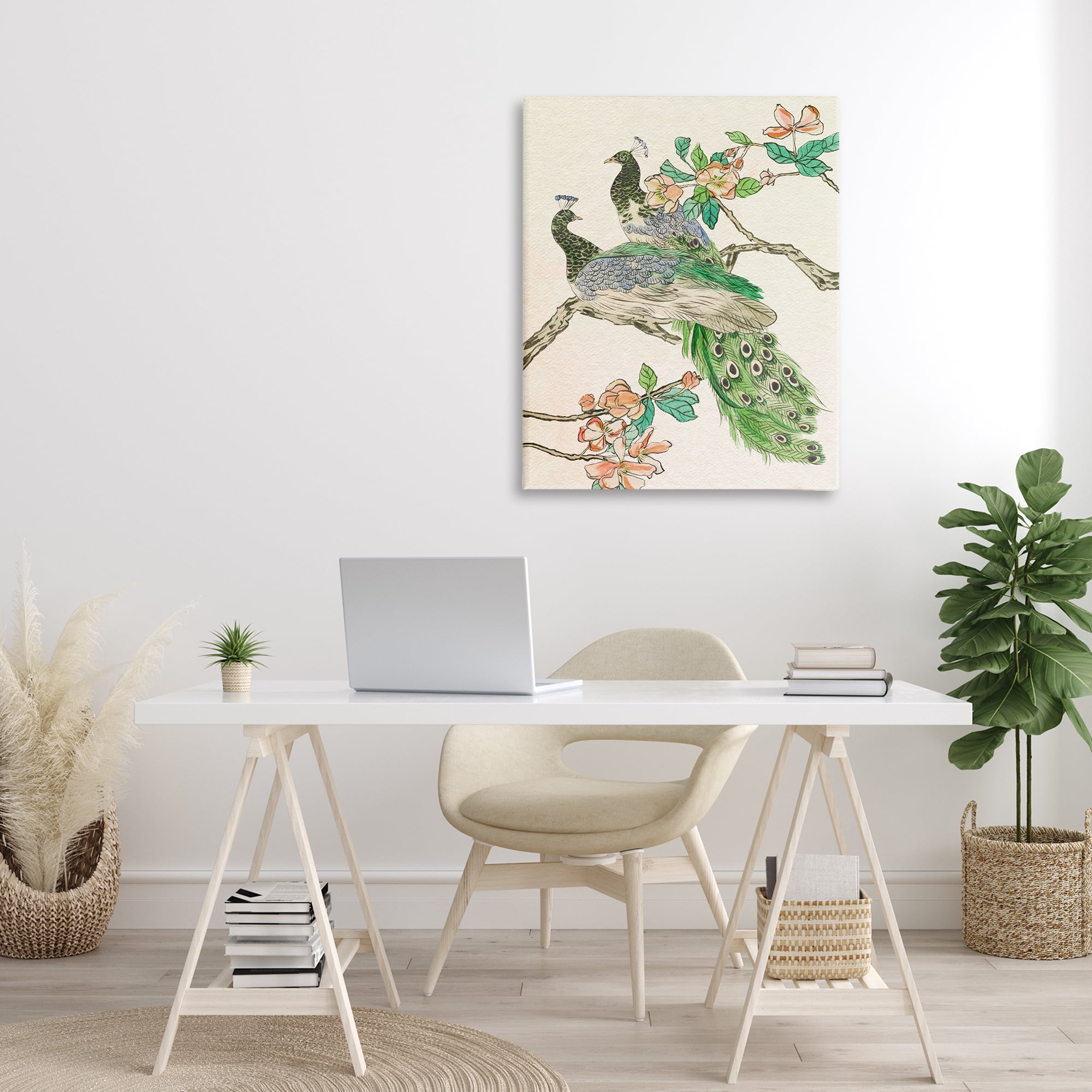 Stupell Industries Peacock Perched on Branch Animals & Insects Painting Gallery Wrapped Canvas Art Print Wall Art, 30 x 40