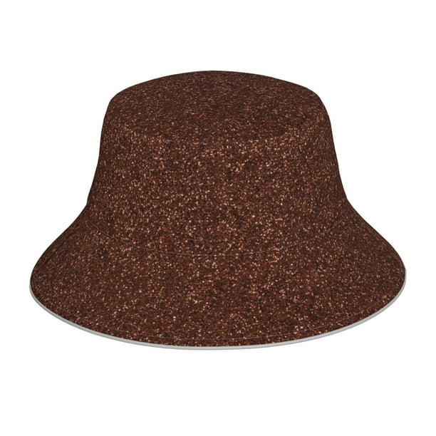 Balery Dark Brown Glitter Sombreros para el sol para hombre y mujer, sombrero de pescador con UPF 50+