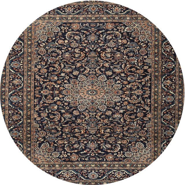 Ahgly Company Tapis d'Intérieur Lavables en Machine, Ronds, Traditionnels, Noir Charbon de Bois, Ronds de 3'