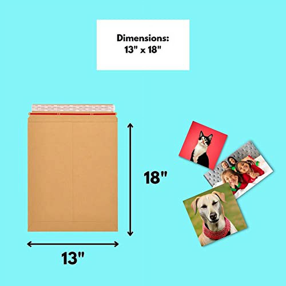 50-Pack 11x13.5 No-Bend Kraft Mailers – Self Seal Flat Envelopes, Photo Document Safe, USA Made