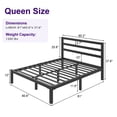 thumbnail image 2 of Queen Size Metal Bed Frame, Heavy Duty Platform Bed Frame with Headboard, Under Bed Storage, Strong Metal Slats Support, Black, 2 of 9