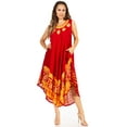 thumbnail image 5 of Sakkas Batik Flower Caftan Tank Dress / Cover Up - Red / Gold - One Size, 5 of 5
