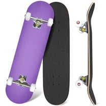 31'' Complete Skateboard 7 Layer Canadian Maple Double Kick Deck Skateboards Lavender purple blank center old weathered border grunge marbled Skate Board for Beginner Adult Gifts