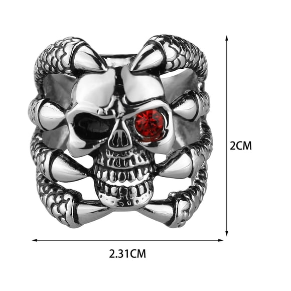 Fiudx Anillo de Calavera Gótica de Acero Inoxidable, Joyería Punk para Motociclistas, Diseño Único, Estilo Moderno, Ideal para Amantes Del Gótico y El Punk, Versátil para Cualquier Ocasión, Regalo pa