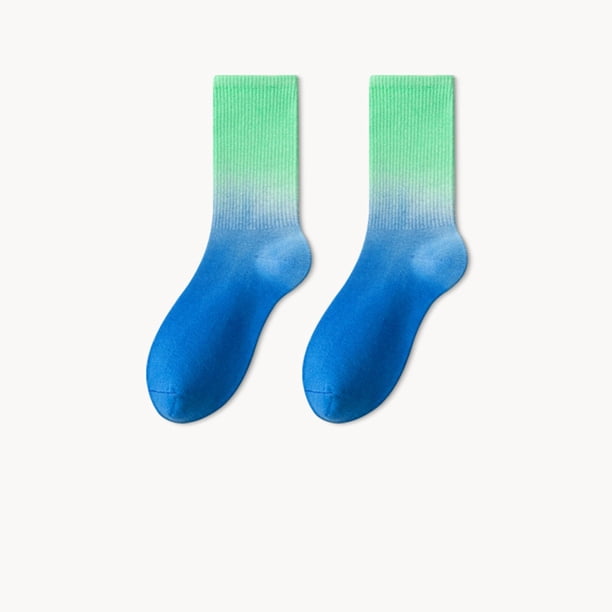 Calcetines unisex degradados de media pantorrilla, calcetines deportivos coloridos para mujer, calcetines de nailon