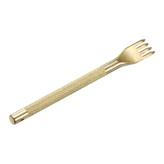 3mm 4 Prong Leather Hole Stitching Punch Tool for Hand Sewing, Gold