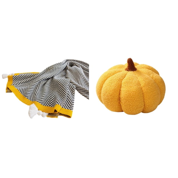 Manta de punto,Manta de punto decorativa para el hogar,Almohadas de calabaza de Halloween,Almohadas de calabaza de Halloween Decoración del hogar Suave,Cojines de calabaza para