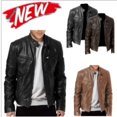 thumbnail image 2 of Chamarra De cuero genial para hombre Vintage De Motocicleta abrigo Manga larga otoño invierno cuello club chamarra Bomberpangjing, 2 of 4