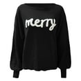 thumbnail image 4 of vigerkar Womens Solid Merry Christmas Sweaters Long Batwing Sleeve Sweater Loose Fit Pullover Top Sweaters (Black, M), 4 of 6