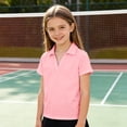 thumbnail image 2 of Gaexia Girls Athletic Solid Color Tee Breathable Workout Top For Play Comfortable Casual Shirt (Pink,9-10 Years), 2 of 7