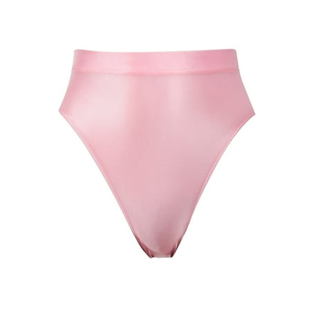 

Compression Underwear Women Thin Shiny Transparent High Waisted Smooth Cheeky Hipster Pink XXL