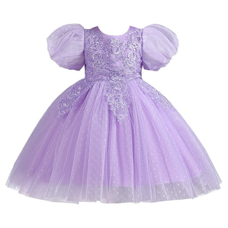 

WUDATI Summer Holiday dress Toddler Kids Girl Dress Summer Short Sleeve Flower Princess Dress Catwalk Performance Dress Fashionable Cute Soft Breathable Flexible and Skin Friendly