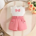 thumbnail image 2 of TOWED22 Girls Summer Clothes 2 Piece Set for Toddler Baby Girl 1-9Y Square Neck Thin Strap Top & Floral Shorts(Pink,12-18 M), 2 of 9