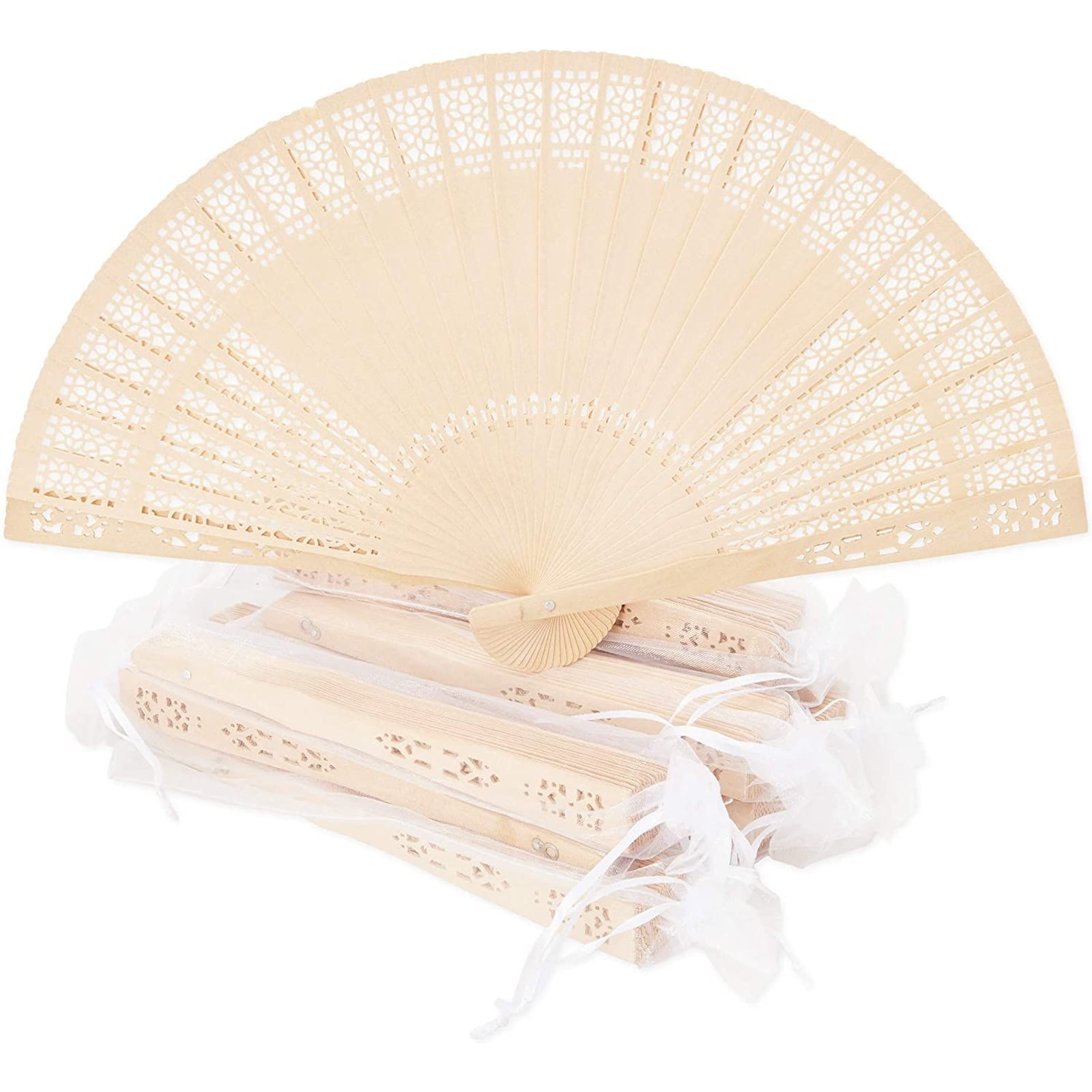 Bememo 12 Pack Hand Held Fans Silk Bamboo Folding Fans Handheld Folded Fan for 