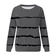 thumbnail image 4 of Sweatshirt for Women Zip Up Winter Fall Relaxed Fit Crewneck Long Sleeve Dolman Drop Shoulder Flowy Striped Leisure Cotton Top Tunic Tops(Dark Gray,L), 4 of 4