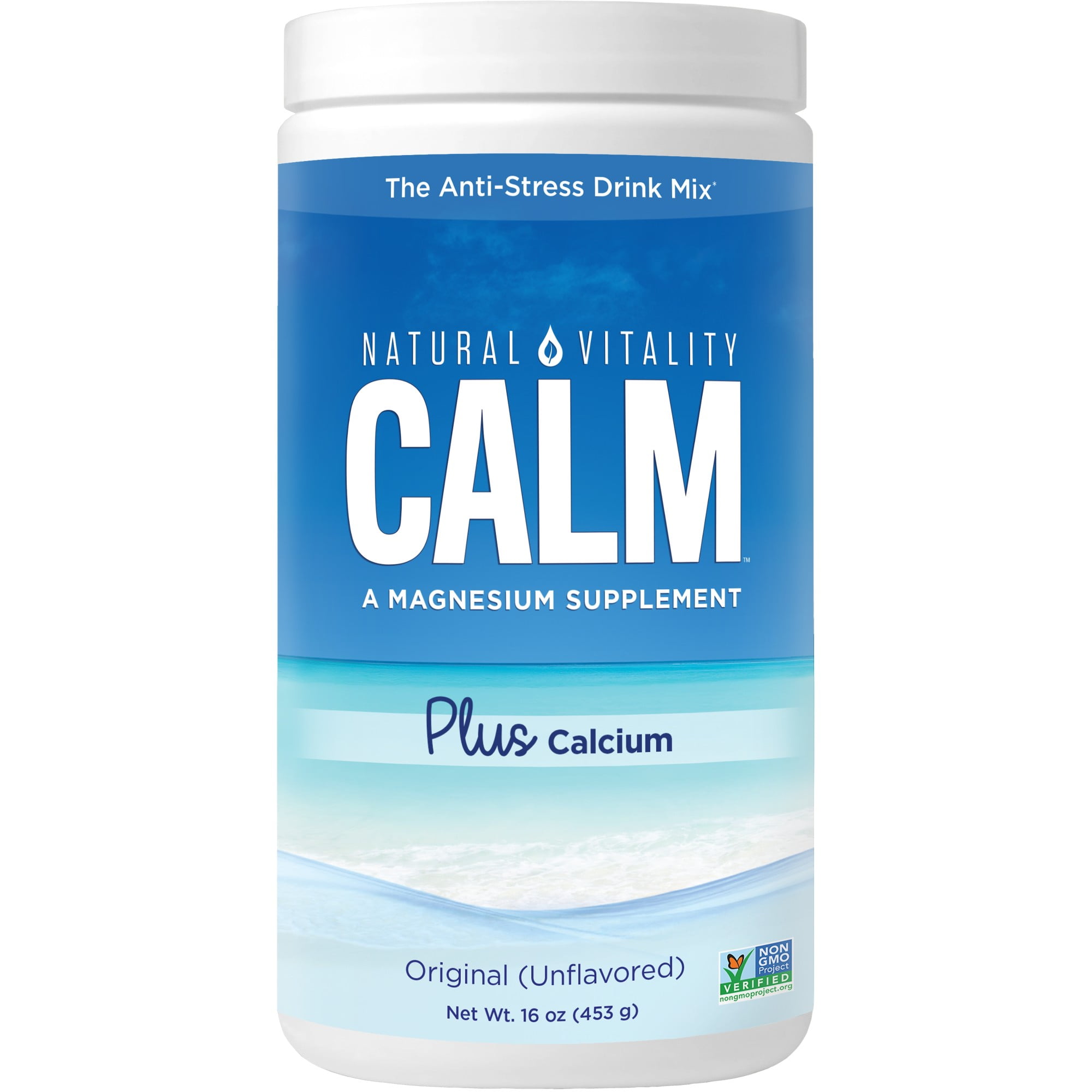 Natural Vitality Calm AntiStress Drink Mix, Magnesium Plus Calcium Supplement, Unflavored, 16