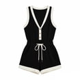 thumbnail image 4 of Womens Comfy Sweatsuit Color Block 2 Piece Sleeveless Tank Tops and Elastic Waist Shorts with Pockets Summer Tracksuit Outfits Black XL, 4 of 9