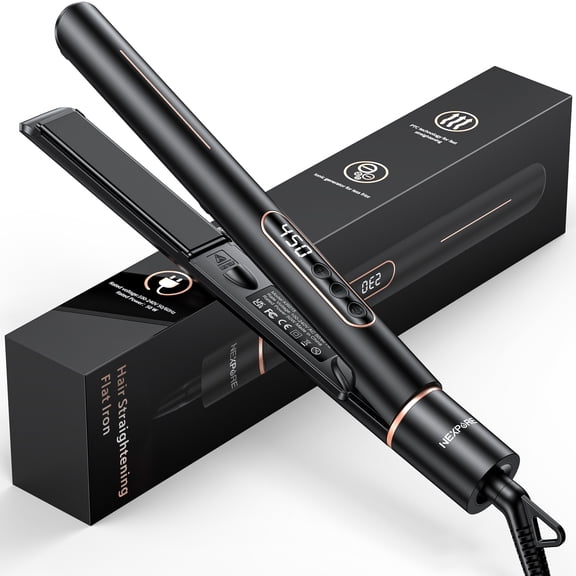 NEXPURE 1/2"  Flat Iron Hair Straightener & Curling Iron, 2 in 1 Styling Tool, Fast Heat-up, Dual Voltage, Black