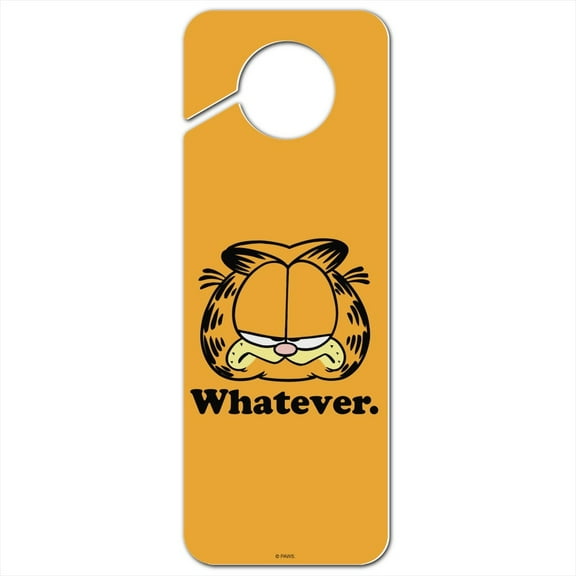 Garfield Whatever Face Plastic Door Knob Hanger Sign