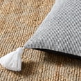 thumbnail image 4 of TOWN & COUNTRY TERRA Alara Ribbed Texture Handcrafted Indoor Outdoor Decorative Pillow, 100% Recycled Materials, UV Fade Resistant, Water Repellent, Black/Ivory, 20"x20", 4 of 9