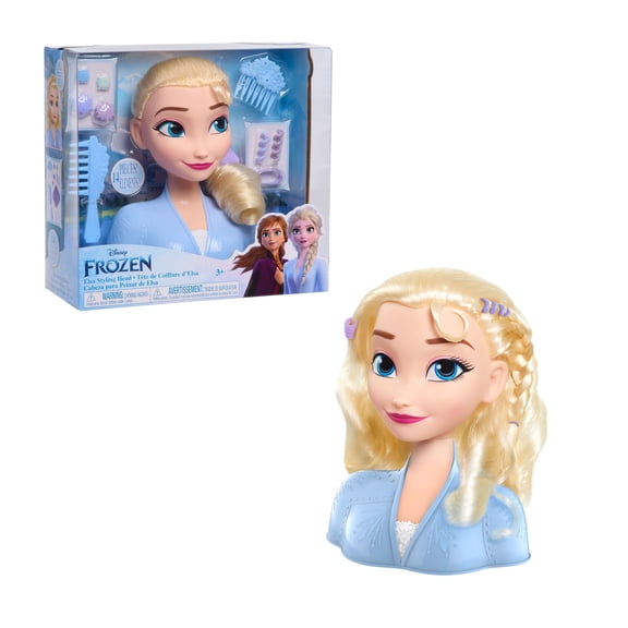 Disney Frozen 2 Elsa Styling Head, 17-Pieces Include Wear and Share Accessories, Blonde, Hair Styling for Kids, Kids Toys for Ages 3 up