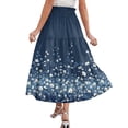thumbnail image 5 of Women's Floral Maxi Skirt, High Waist Drawstring Tiered Pleated Skirt, Lightweight Flowy Boho Skirt for Beach, Vacation and Summer,Blue,M, 5 of 7