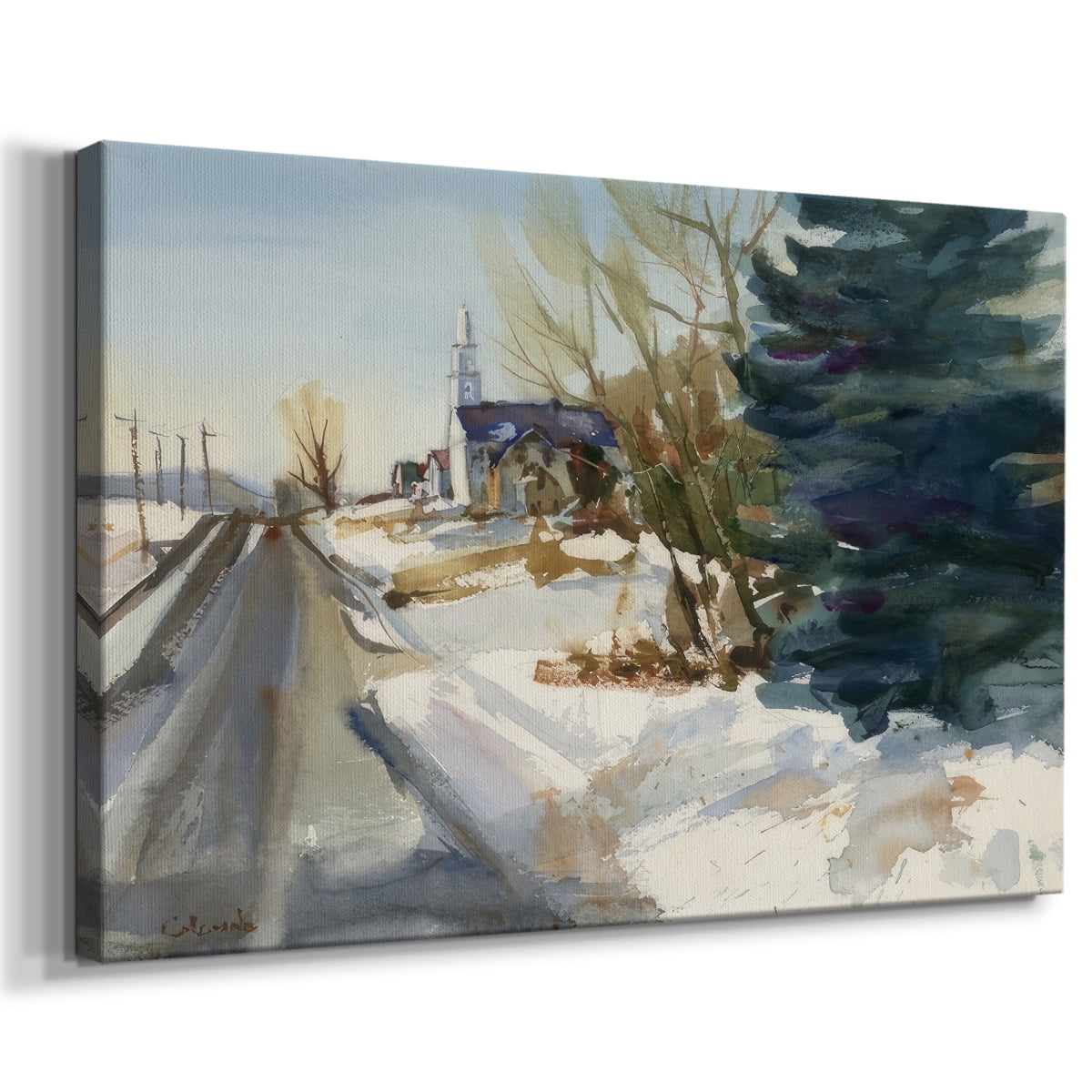 Congregational Church in Winter- Gallery Wrapped Canvas