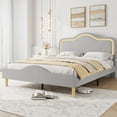 thumbnail image 2 of Yiwa Kids Velvet Bed Frame with LED Lights, Adjustable LED Headboard & Footboard Princess Platform, Wood Slats Support, No Box Spring Needed, 2 of 9