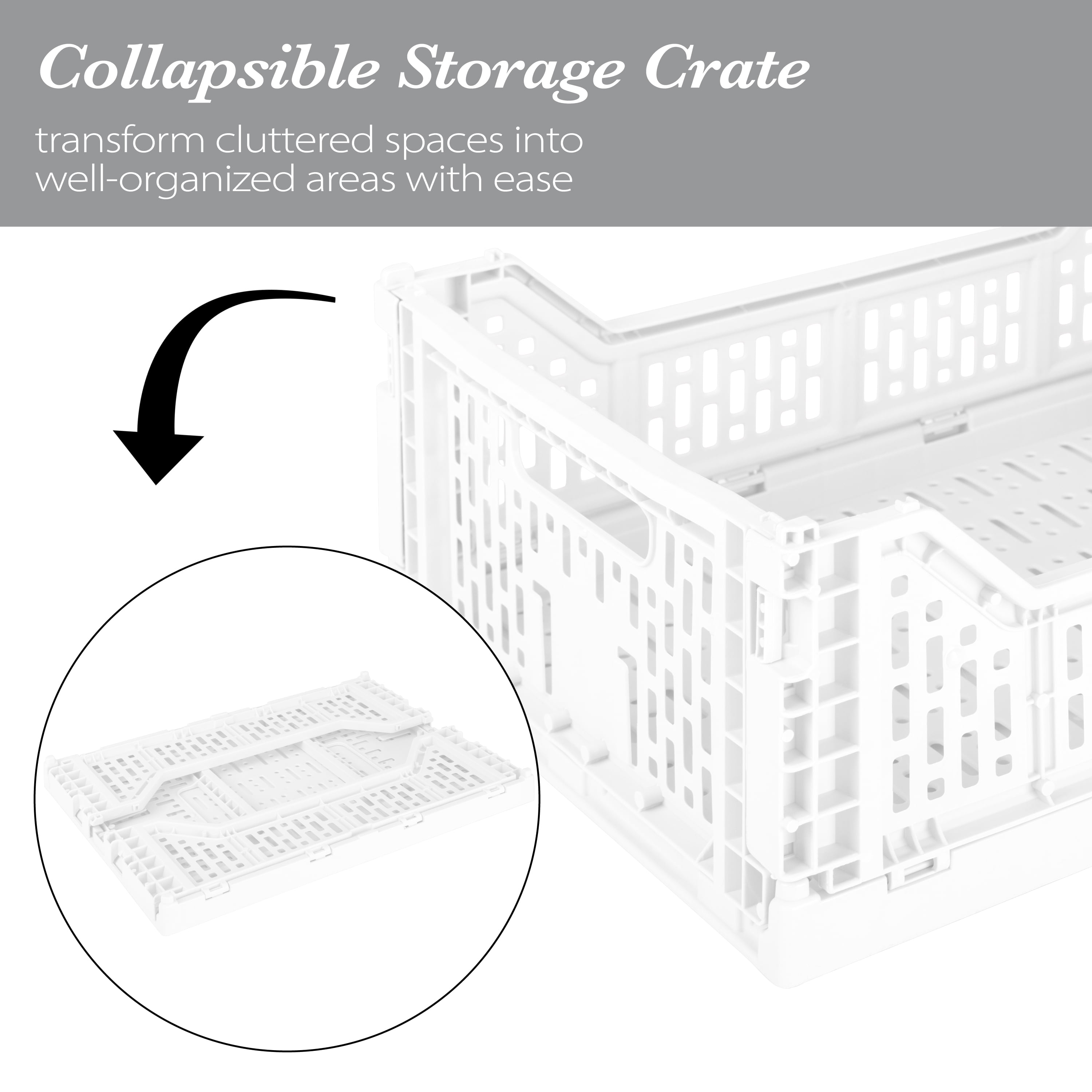 Simplify 15LT Collapsible Plastic Storage Crate in White