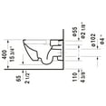 thumbnail image 3 of Duravit 2222090092 Happy D.2 Dual Flush One-Piece Wall Mounted Washdown Rimless Elongated Toilet, 3 of 7
