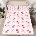 thumbnail image 2 of Homewish Watercolor Bow-tie Girls Full Size Sheets, Kawaii Cartoon Cherry Bed Sheets, Princess Cute Bowknot Sheet Sets, Lightweight Room Decor, 4-Piece, 2 of 7
