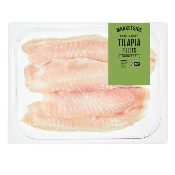 Marketside Farm Raised Skinless Tilapia Fillets, Fresh Never Frozen, 0.8 - 1.25 lb