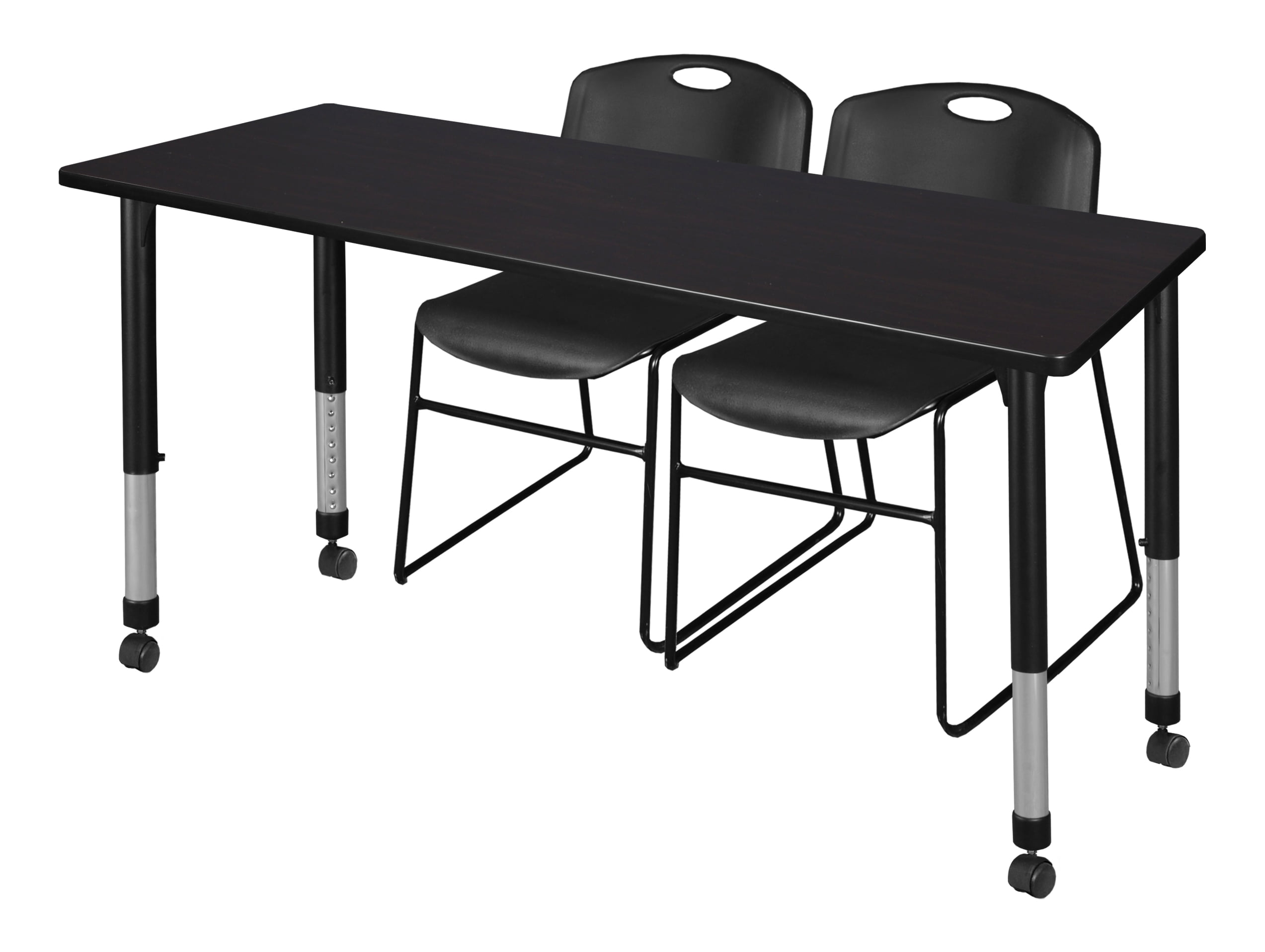 30 Mocha Walnut Regency Kee Height Adjustable Mobile Round Classroom Table
