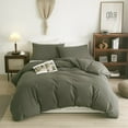 thumbnail image 1 of PinkMemory Grey Green Duvet Cover Queen,Washed Cotton Dark Green Bedding Set with Pillowcases Soft Durable Zipper, 1 of 7