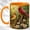 Orange, variant on Mosaic Bird Pair Coffee Mug, Daisy Bird Mug, Ceramic 11 oz