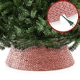 thumbnail image 4 of 32-Inch Water Hyacinth Christmas Tree Collar, Woven Tree Base Cover with Cord Cut Out, Pink, 4 of 7