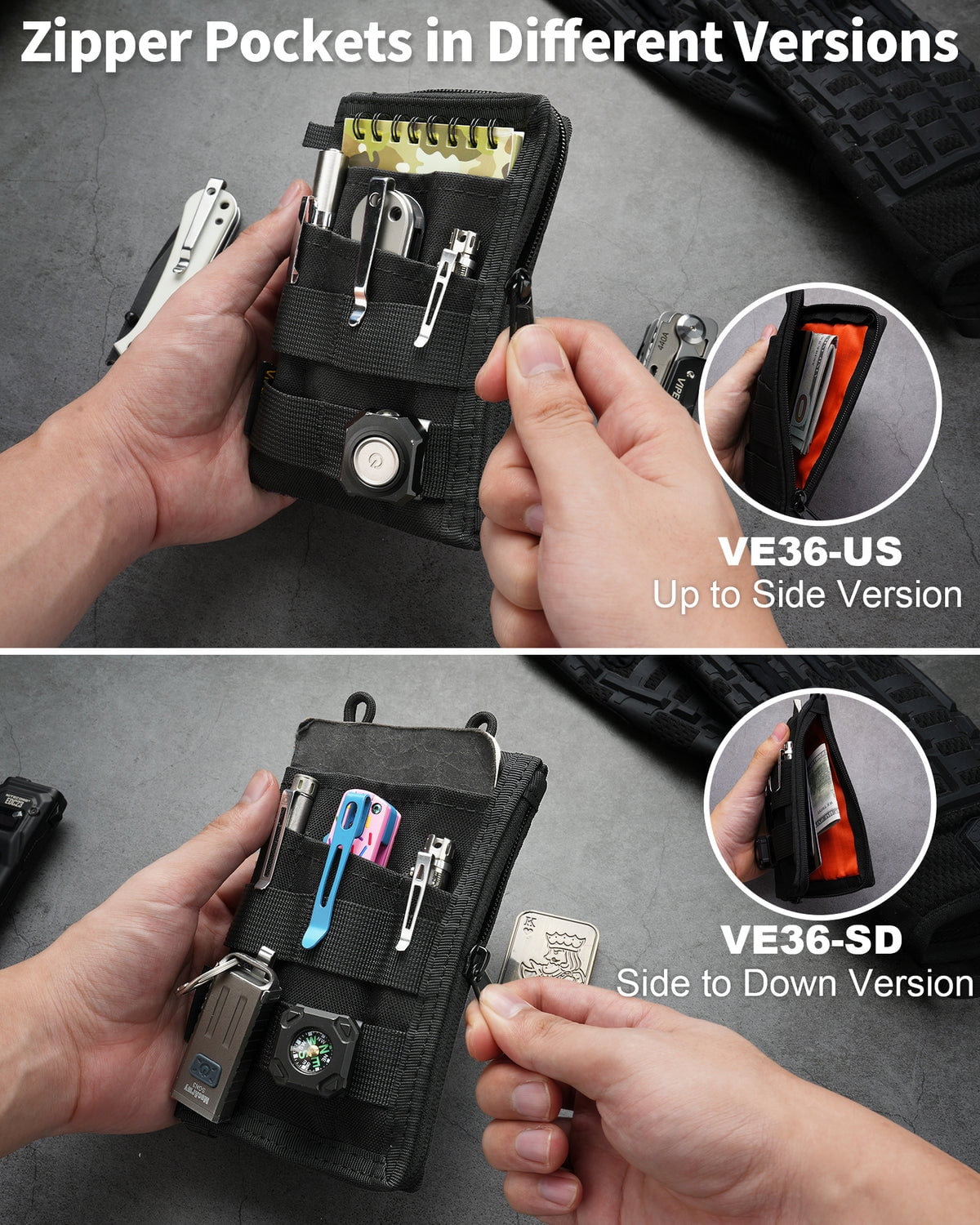 VIPERADE  VE36 Pocket Organizer, EDC Organizer Pouch with 7 Pockets