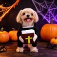 thumbnail image 6 of Tuvgenk Halloween Pet Pastor Costume for Dogs Cats, Priest Outfit with Hood for Holiday Party Dress Up, Cute Photo Prop for Small Animals, Size S, 6 of 7