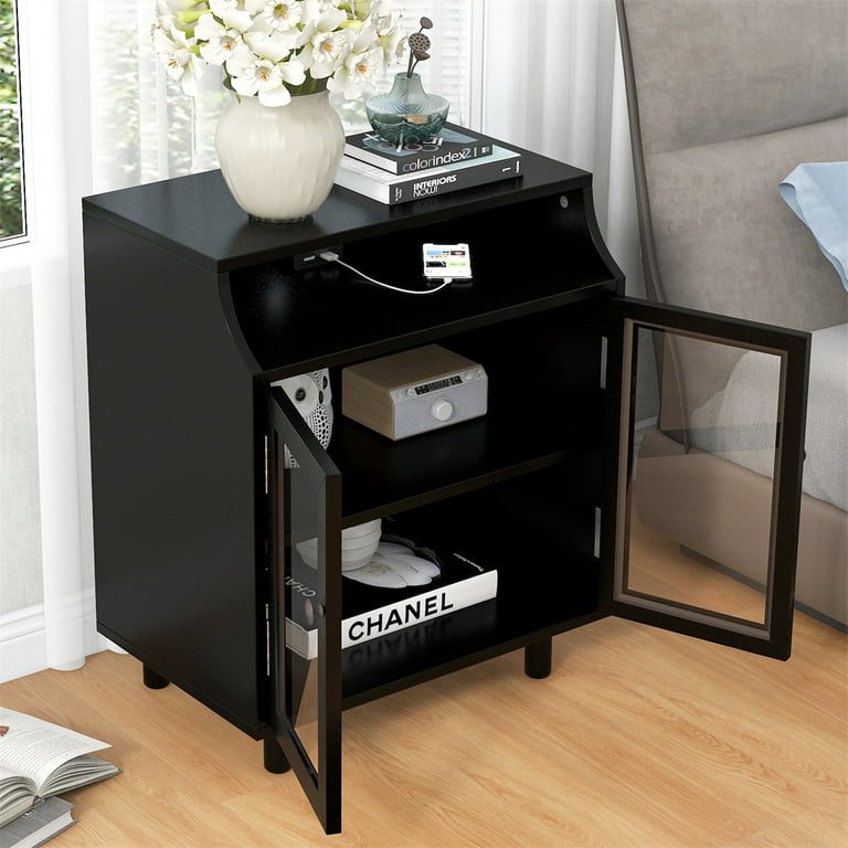 OIOG Modern Side Table with Drawer, Wood Nightstand with Storage for Living  Room, Bedroom, Office, Dorm, Black - AliExpress