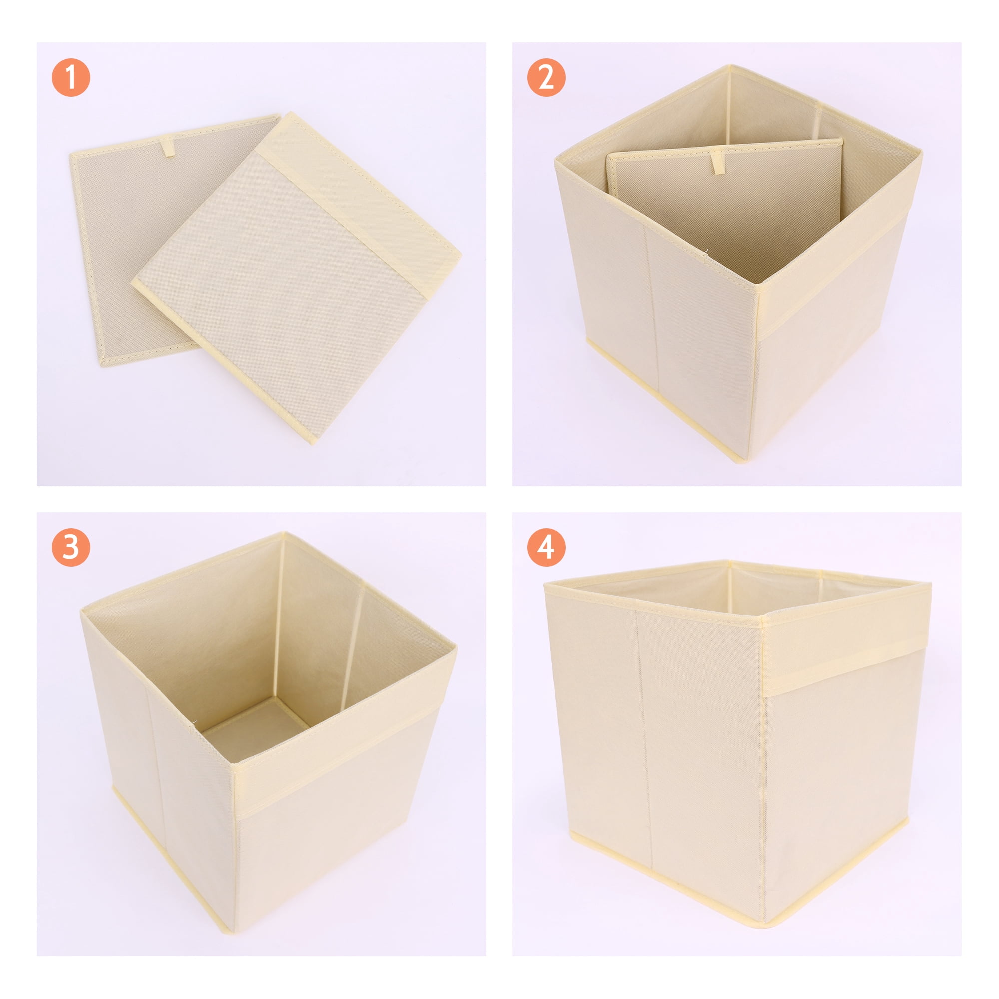 Unique Bargains Fabric Storage Cube Storage Bin Storage Basket Apricot 11*10.5*10.5in