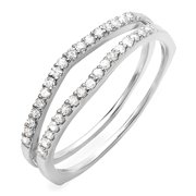 Dazzlingrock Collection 0.25 Carat (ctw) 10K White Diamond Enhancer Guard Wedding Band 1/4 CT, White Gold, Size 7