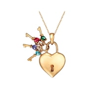 Personalized Family Jewelry Birthstone Keys to Her Heart Pendant available in Sterling Silver, Gold and White Gold