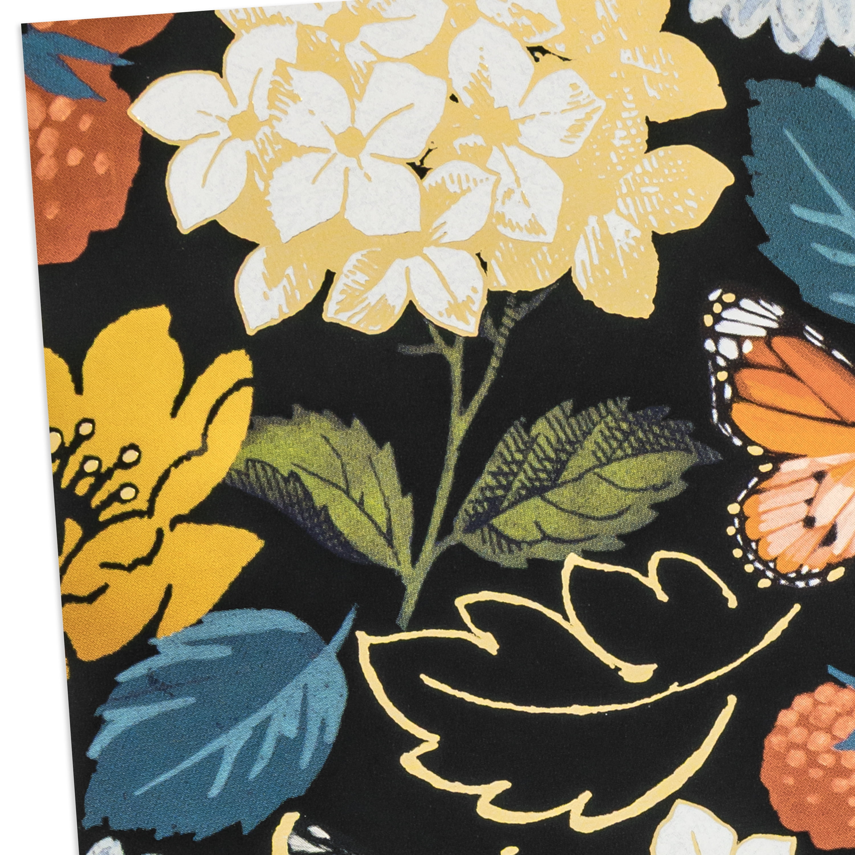 Hallmark Blank Notes (Flowers and Butterflies on Black), 10 Count