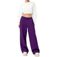 thumbnail image 5 of Resicozy Sweatpants Women Casual Wide Leg Baggy Lounge Pants High Waisted Drawstring with Pockets Oversized Soft Track Joggers Purple 2XL, 5 of 6