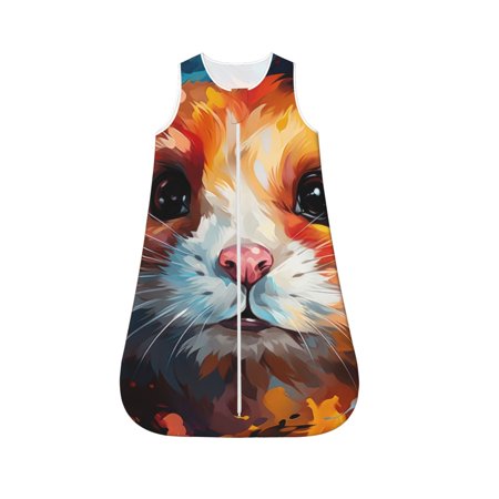

Cauagu Oil Painting Colorful Hamster for Infant Wearable Blanket Unisex Girl Boy Swaddle Transition Sack - Newborn Essentials Sleep Clothes-Medium