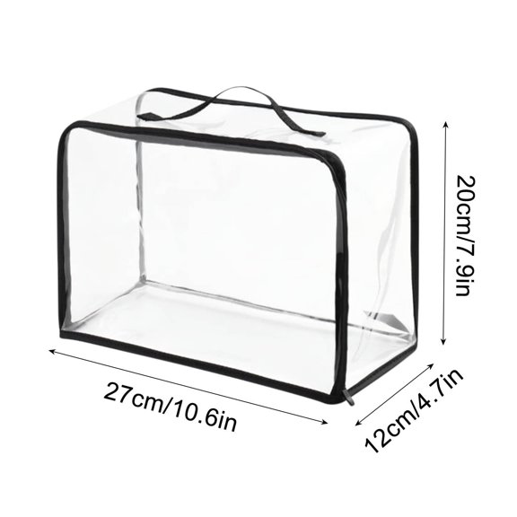 Transparent Plastic Storage Bag Large Capacity | Folding Organizer Box | Durable Visual Organizing Tote | Reinforced Handle | Portable Space Saver | Breathable Modern Minimalist | 1 Pack