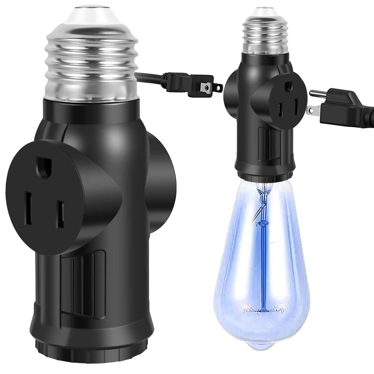 Light Socket 1250W Heat Resistant E26 to 2/3 Prong Outlet Flame