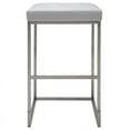 thumbnail image 3 of Home Square Chi 29.75" Faux Leather Bar Stool in White and Silver - Set of 3, 3 of 4